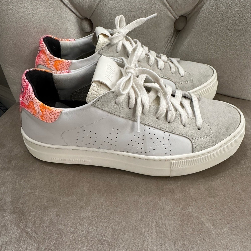 P448 Thea Shabby Shoe Sneaker Neon Snakeskin Suede Women's Size 37 US 6.5 EEUC!